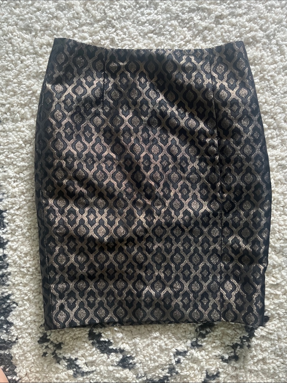 The Limited Black and Gold Patterned Jacquard Pencil Skirt